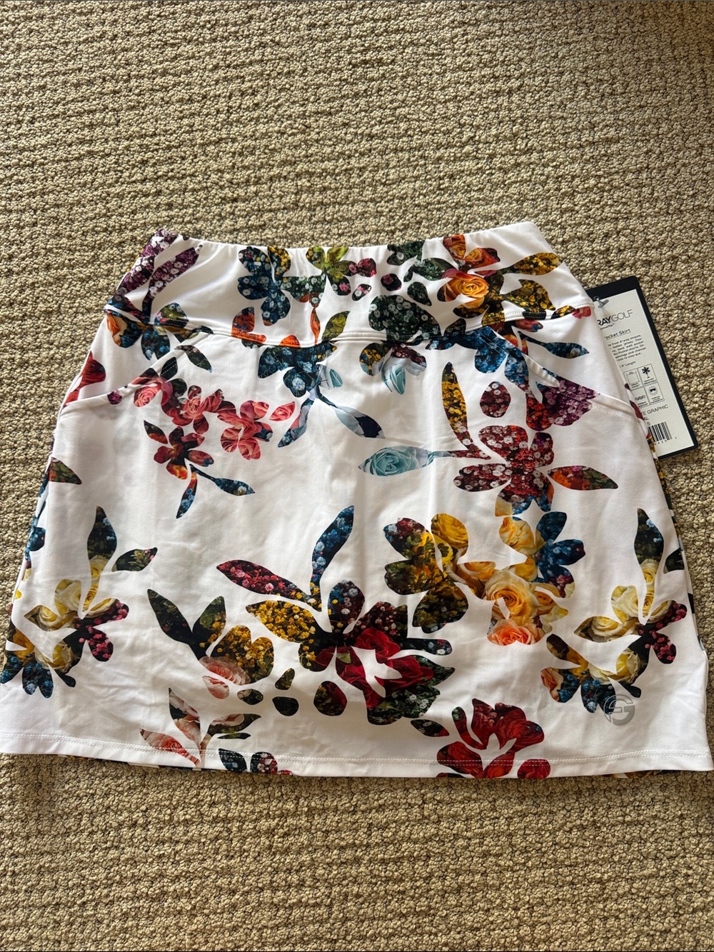 Multicolor Floral A-Line Golf Skort - White